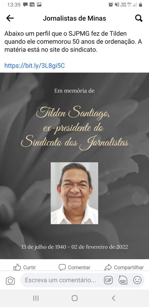 Morre Tilden Santiago, ex-presidente do SJPMG