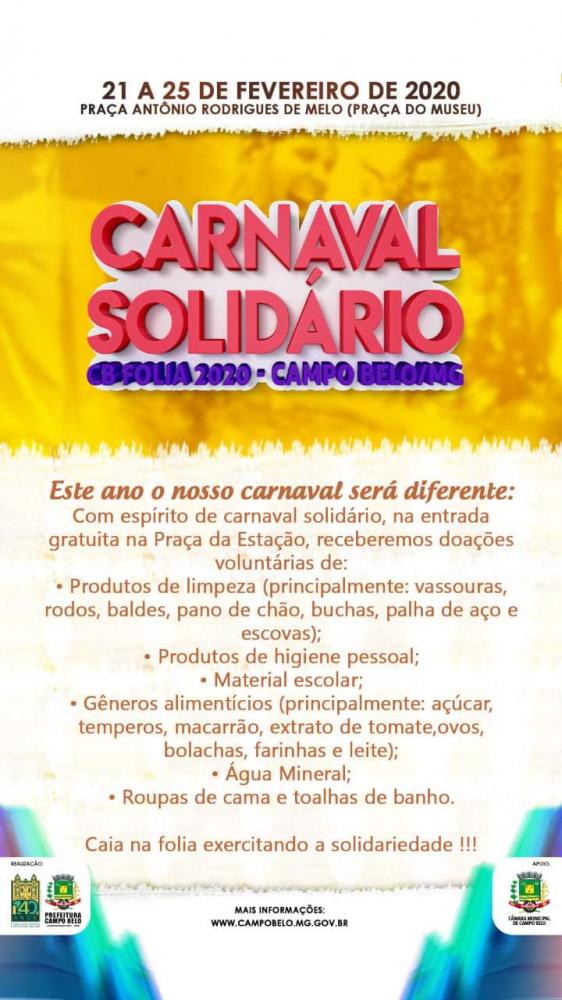 Campo Belo realiza Carnaval Solidário para vítimas de chuva 