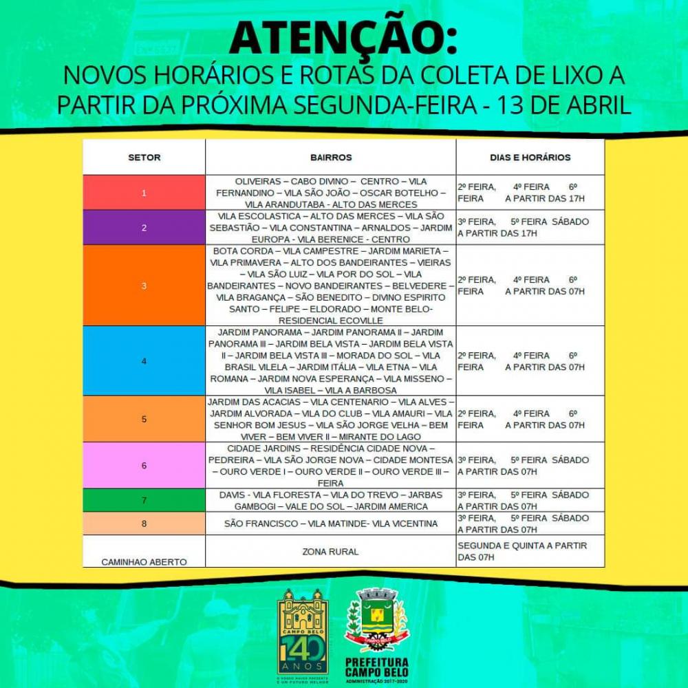 Coleta de lixo em Campo Belo terá novos horários
