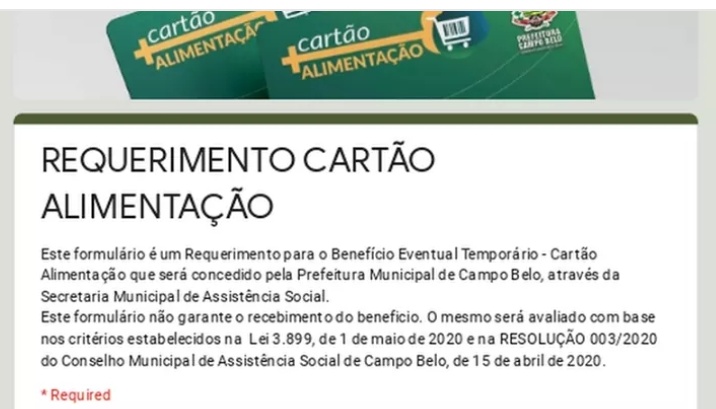 Prefeitura de Campo Belo fornecerá pelo terceiro mês consecutivo o Benefício Temporário do Cartão Alimentação 