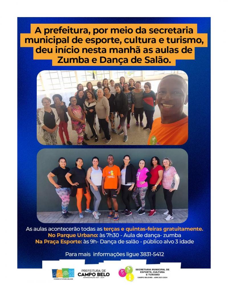 A prefeitura, por meio da secretaria municipal de esporte, cultura e turismo, deu início nesta manhã as aulas de Zumba e Dança de Salão. 
