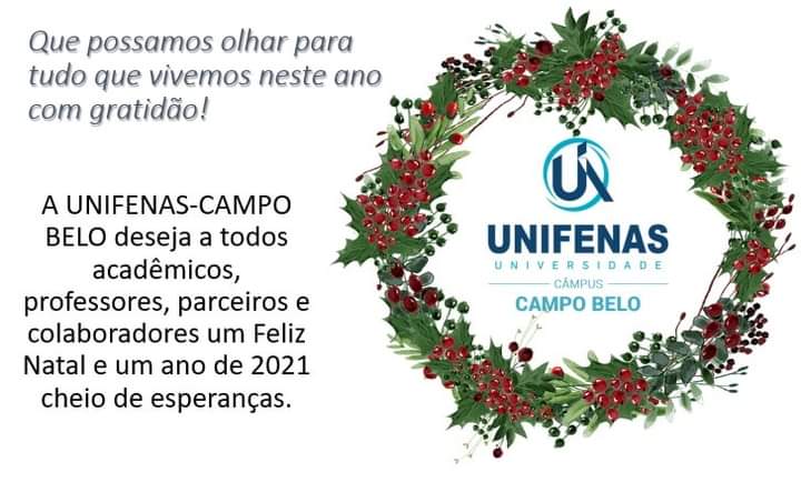 A UNIFENAS Campus Campo Belo deseja a todos seus alunos, colaboradores e parceiros um Feliz Natal