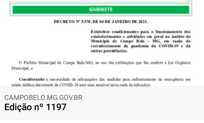 Novo Decreto Municipal publicado hoje determina medidas de segurança para o funcionamento dos estabelecimentos e atividades em geral no município.