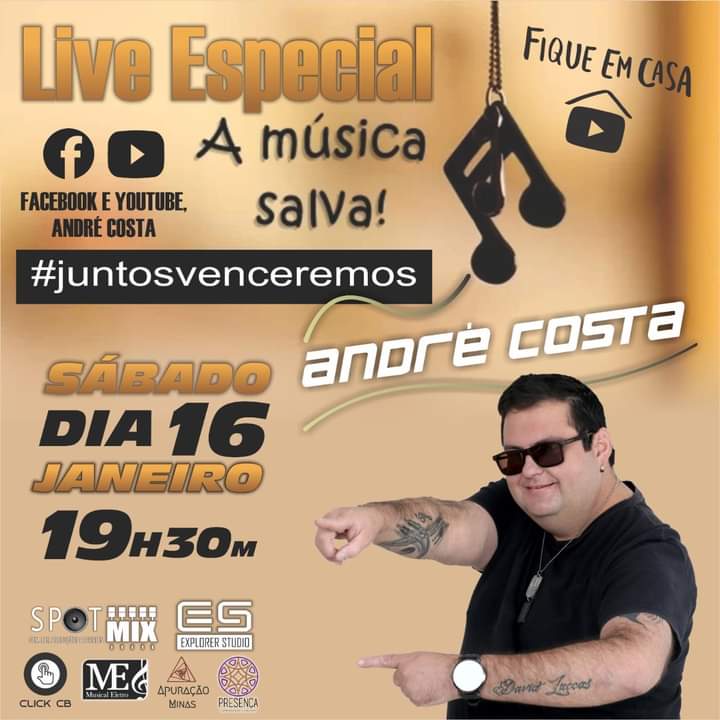 Hoje tem live com o cantor André Costa